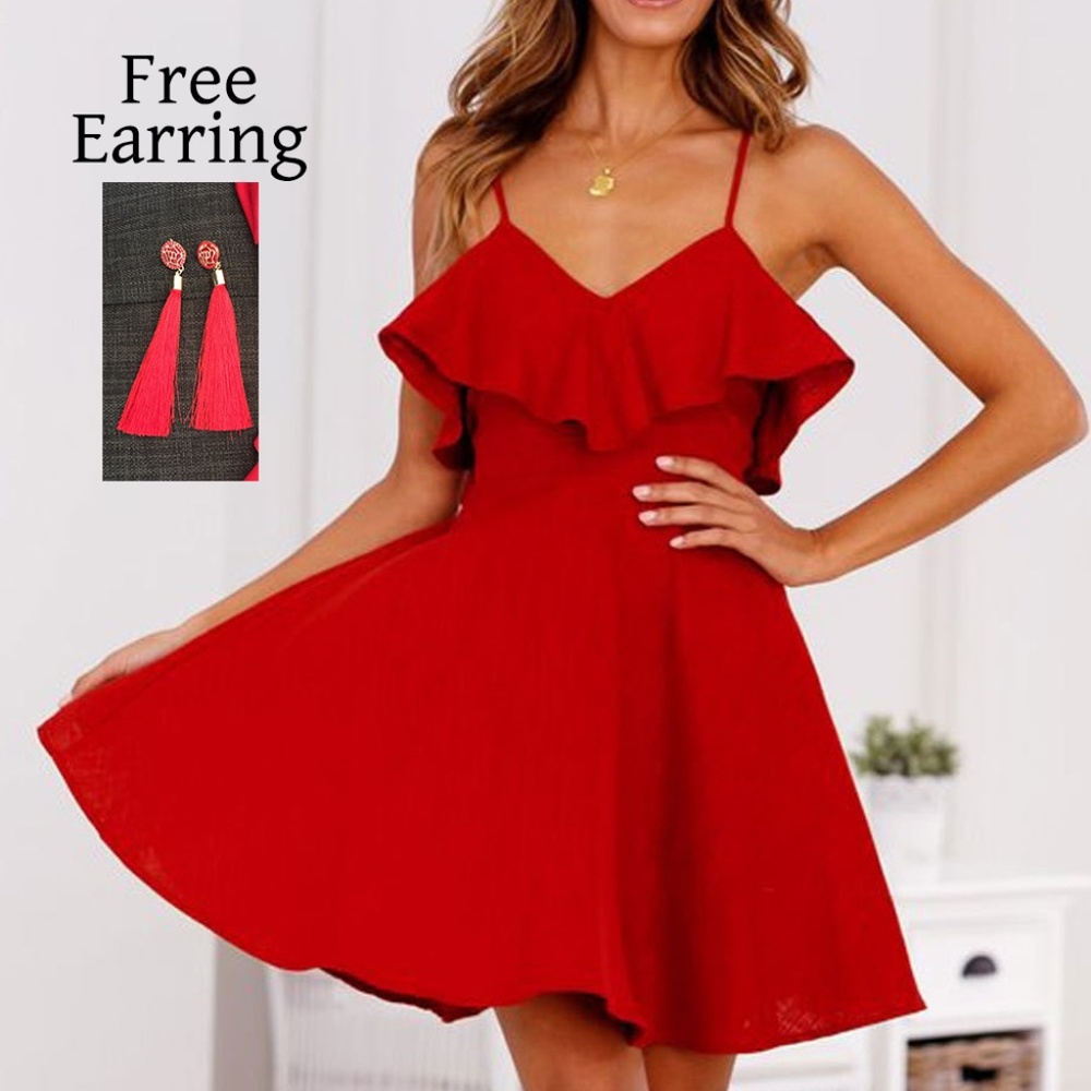 Woman' s Backless Cross Drawstring valentine dress